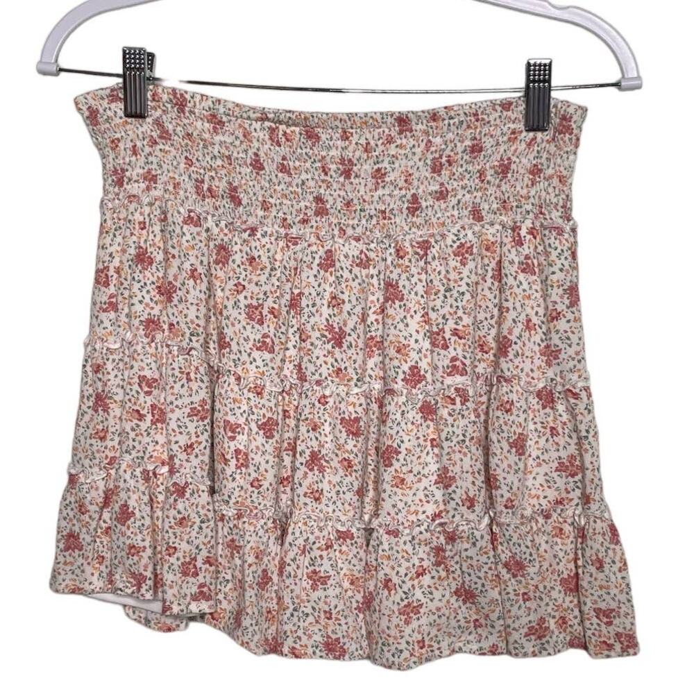American Eagle Outfitters Mini Skirt Tiered Smocked Floral Print Multicolor M